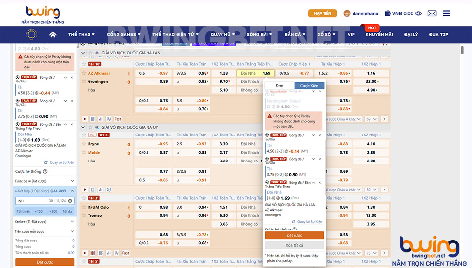 kèo cược xiên Bwing