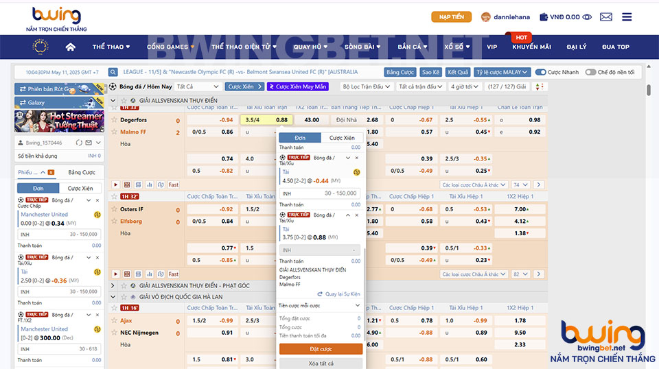 Kèo tài xỉu Bwing